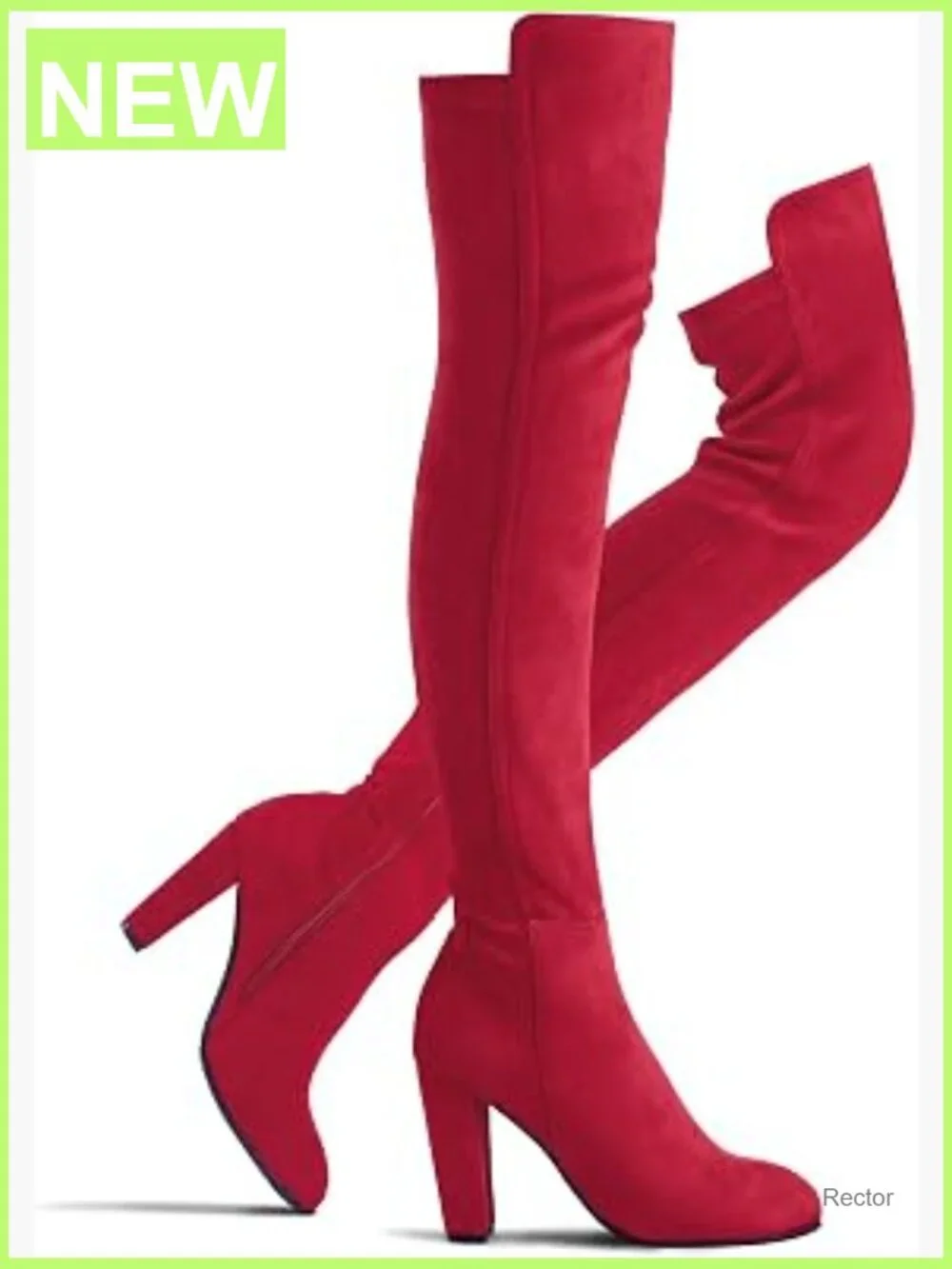 Faux Suede Chunky Heel Over The Knee Thigh High Boots Size 8